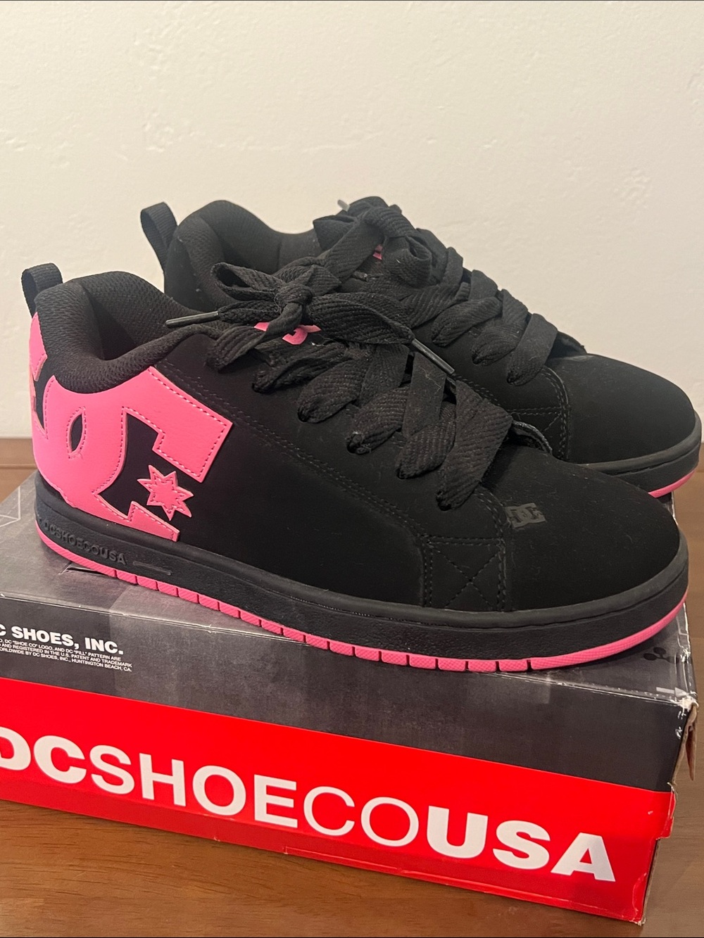 DC Black and Pink Women's Skate Sneakers